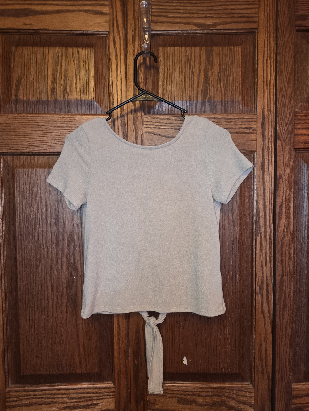Alya Light Beige Short Sleeve Open Back Top